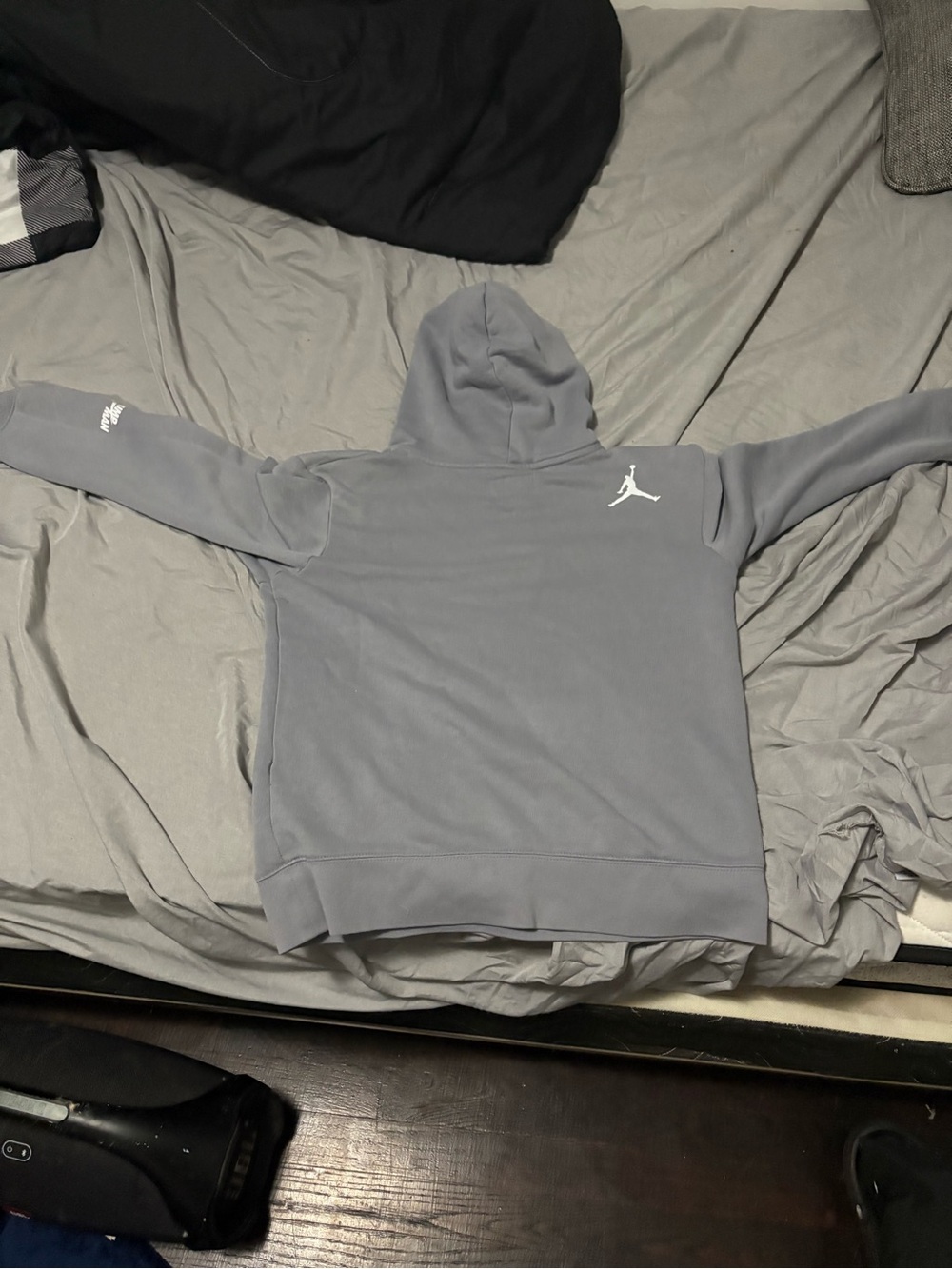 Nike Jordan Men's Light Gray Hoodie with White Jumpman